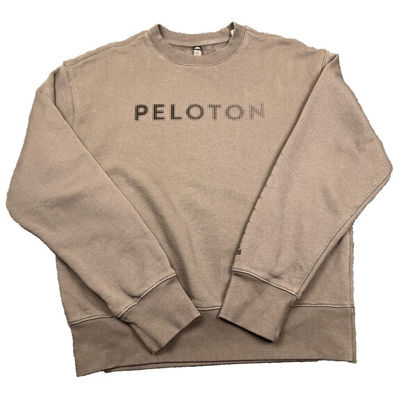 Adidas Peloton Logos Sweatshirt Adult Small Pullover Brown Athletic Sweater - Picture 1 of 10